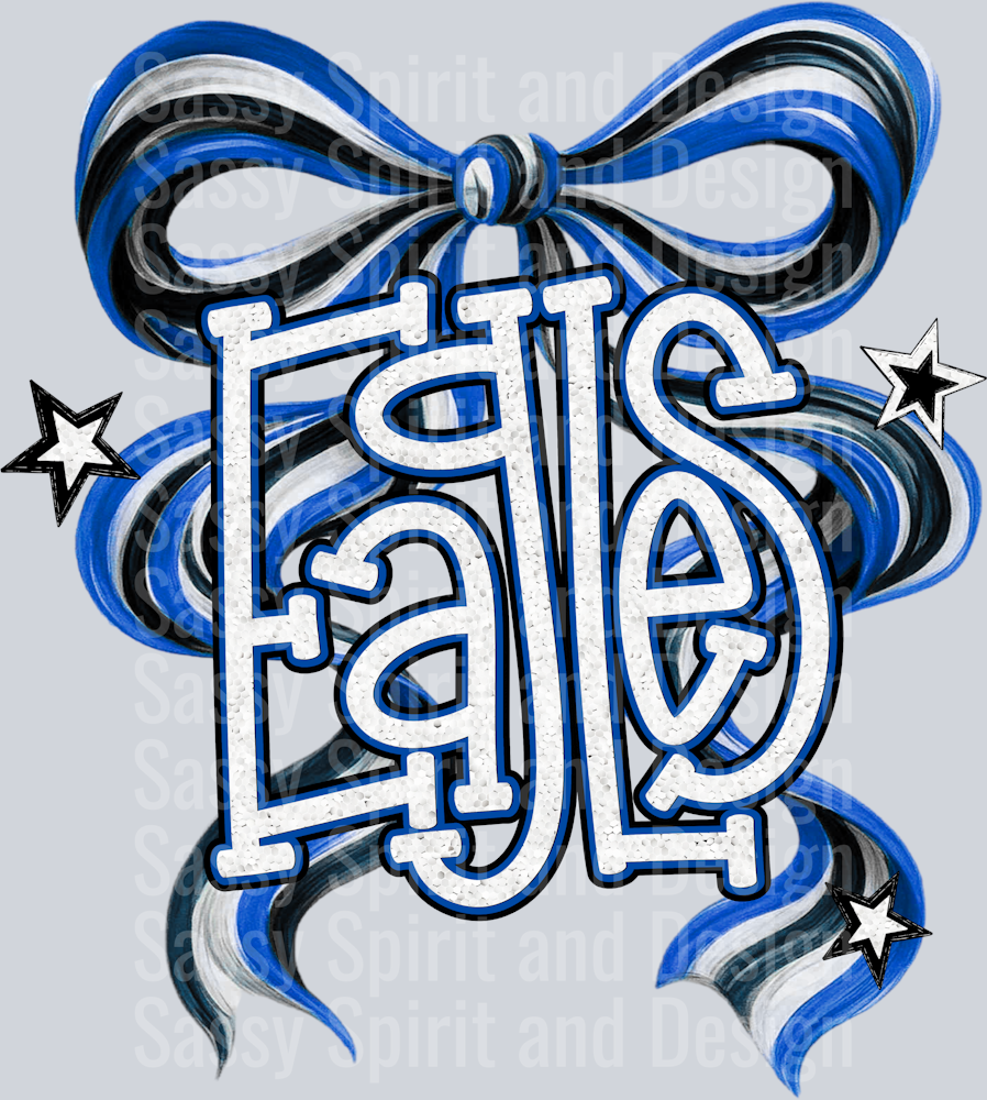 EAGLES BLUE BLACK BOW GLITTER