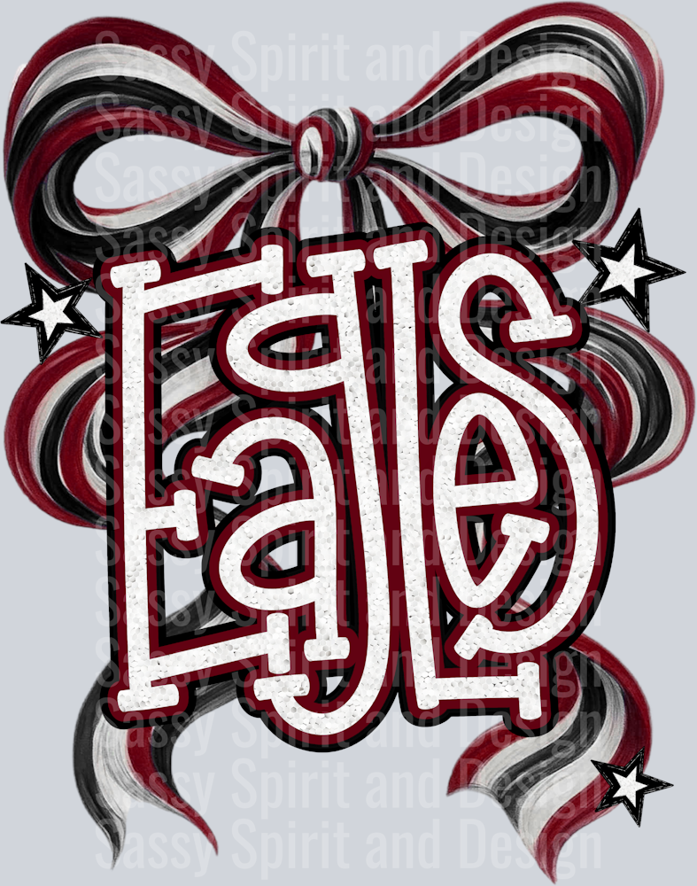 EAGLES MAROON BOW GLITTER