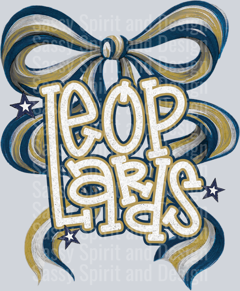 LEOPARDS NAVY GOLD BOW GLITTER
