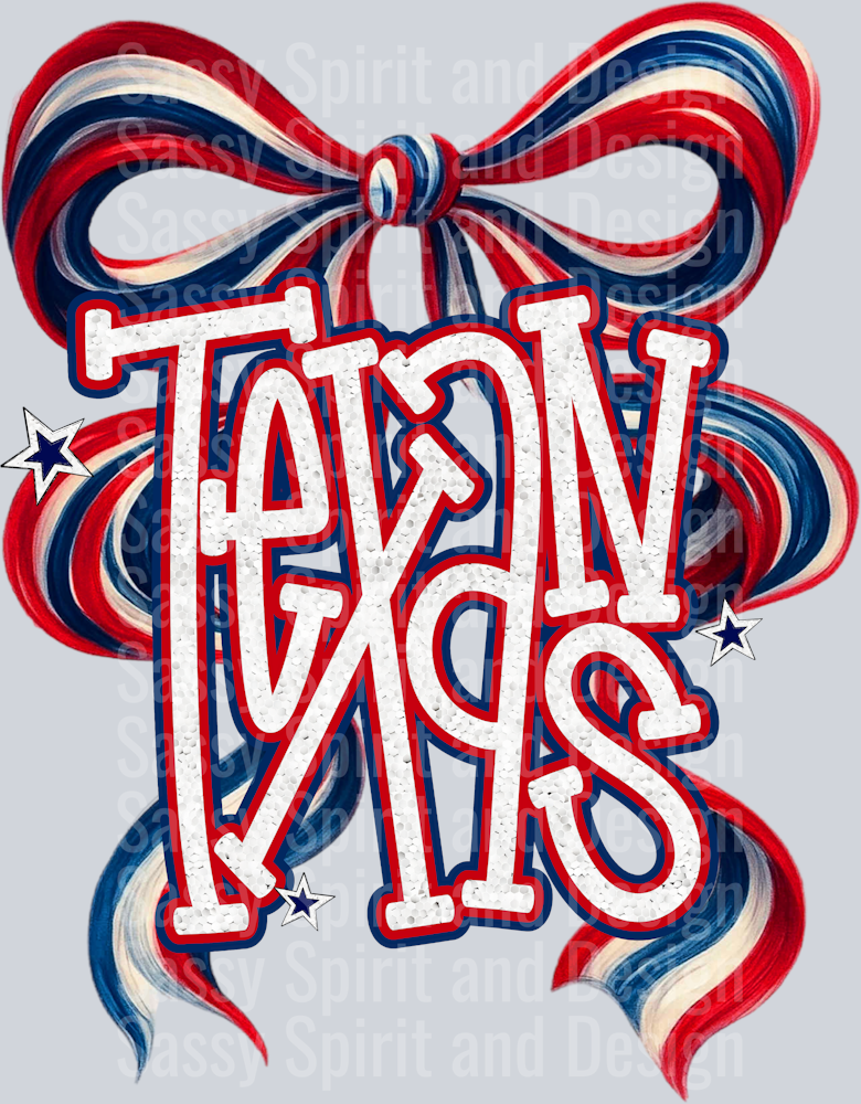 TEXANS NAVY RED GLITTER BOW