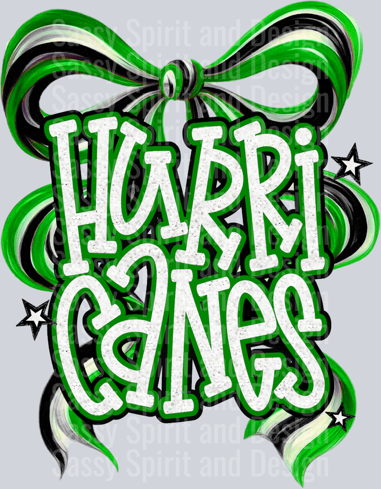HURRICANES GREEN BOW GLITTER