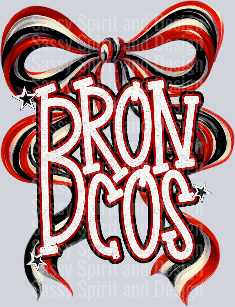 BRONCOS RED BOW GLITTER