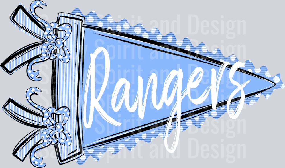 RANGERS PENNANT COLUMBIA BLUE