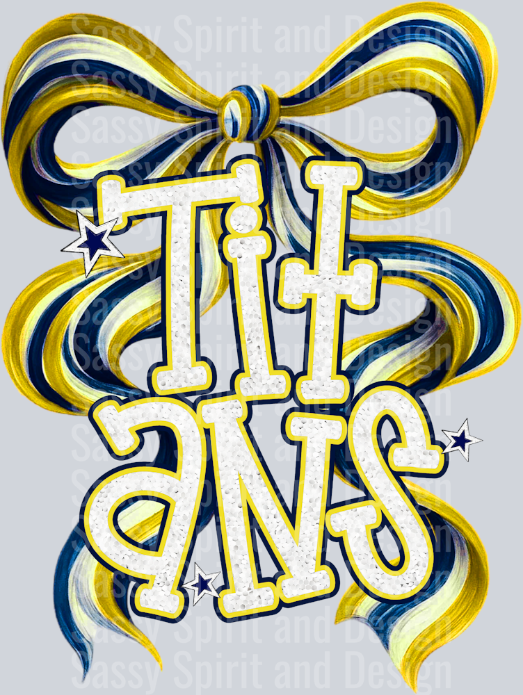 TITANS NAVY YELLOW BOW GLITTER