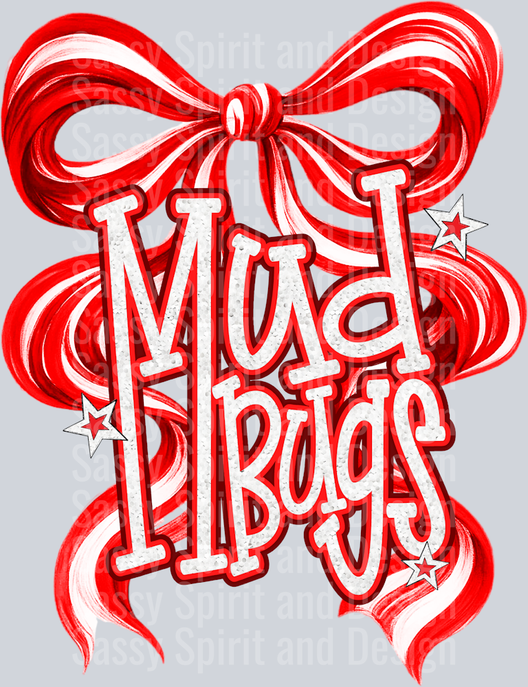 MUDBUGS RED WHITE BOW GLITTER