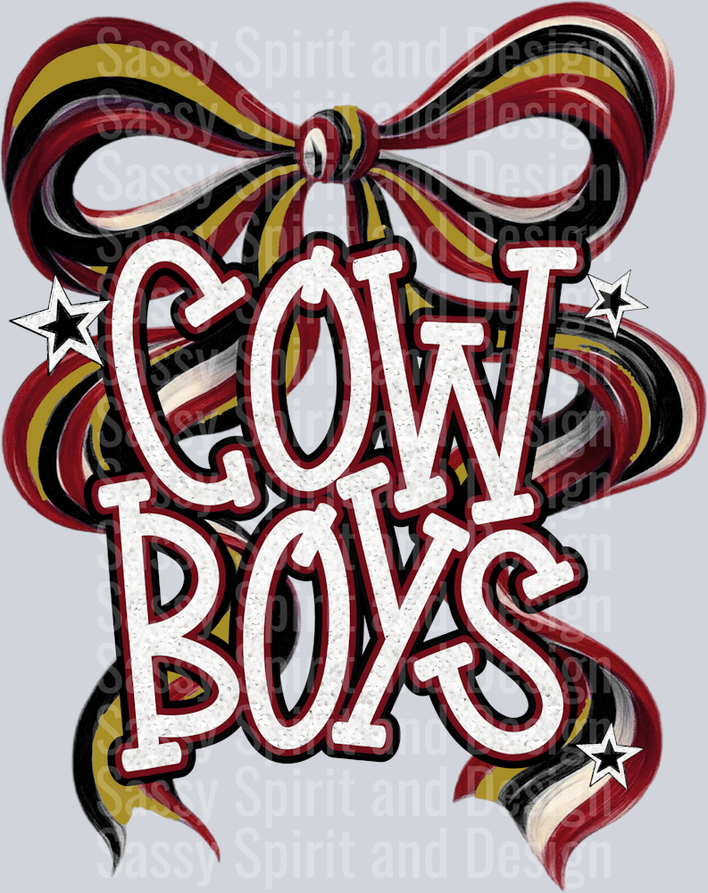 COWBOYS MAROON GOLD BOW GLITTER