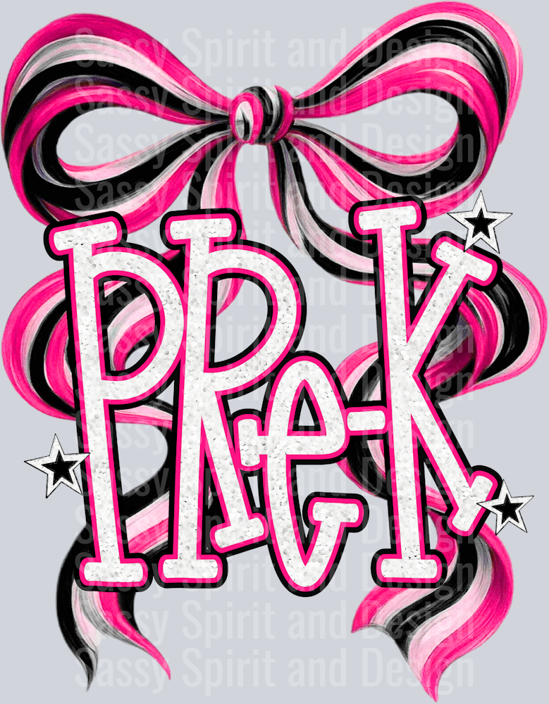 PREK PINK BOW GLITTER