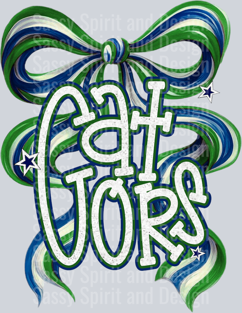 GATORS GREEN BLUE BOW GLITTER