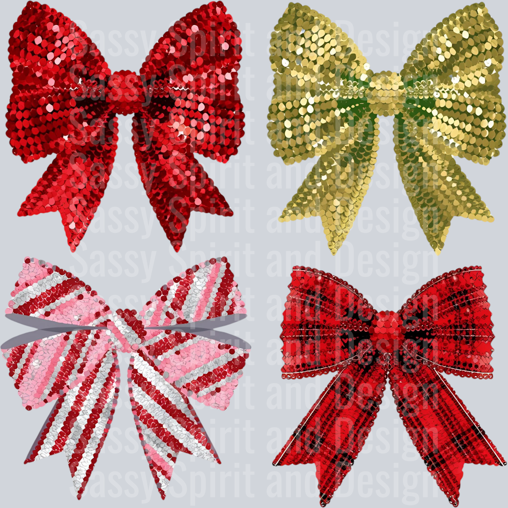 CHRISTMAS SEQUIN BOW COLLAGE