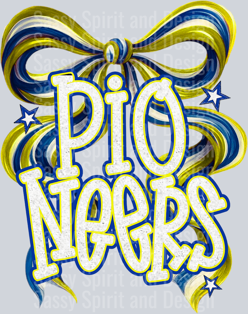 PIONEERS BLUE YELLOW BOW GLITTER