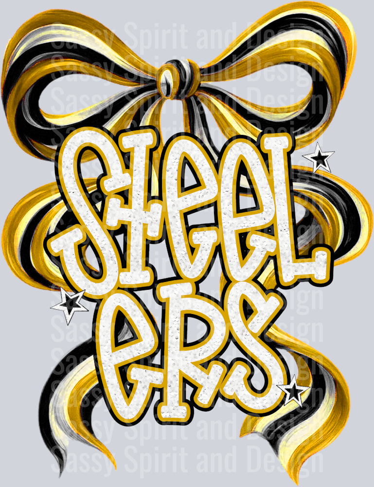 STEERLERS GOLD BLACK BOW GLITTER