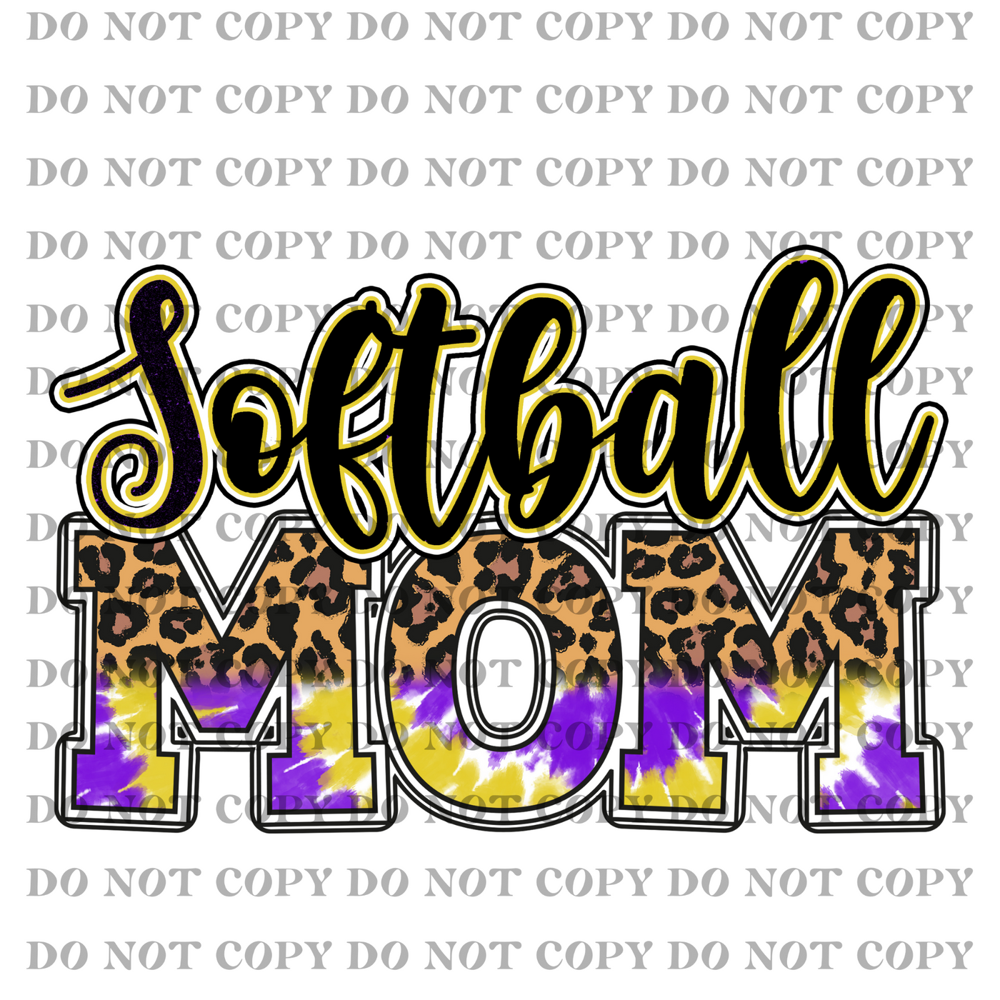 DTF Transfer - Softball Mom (purple/gold font)