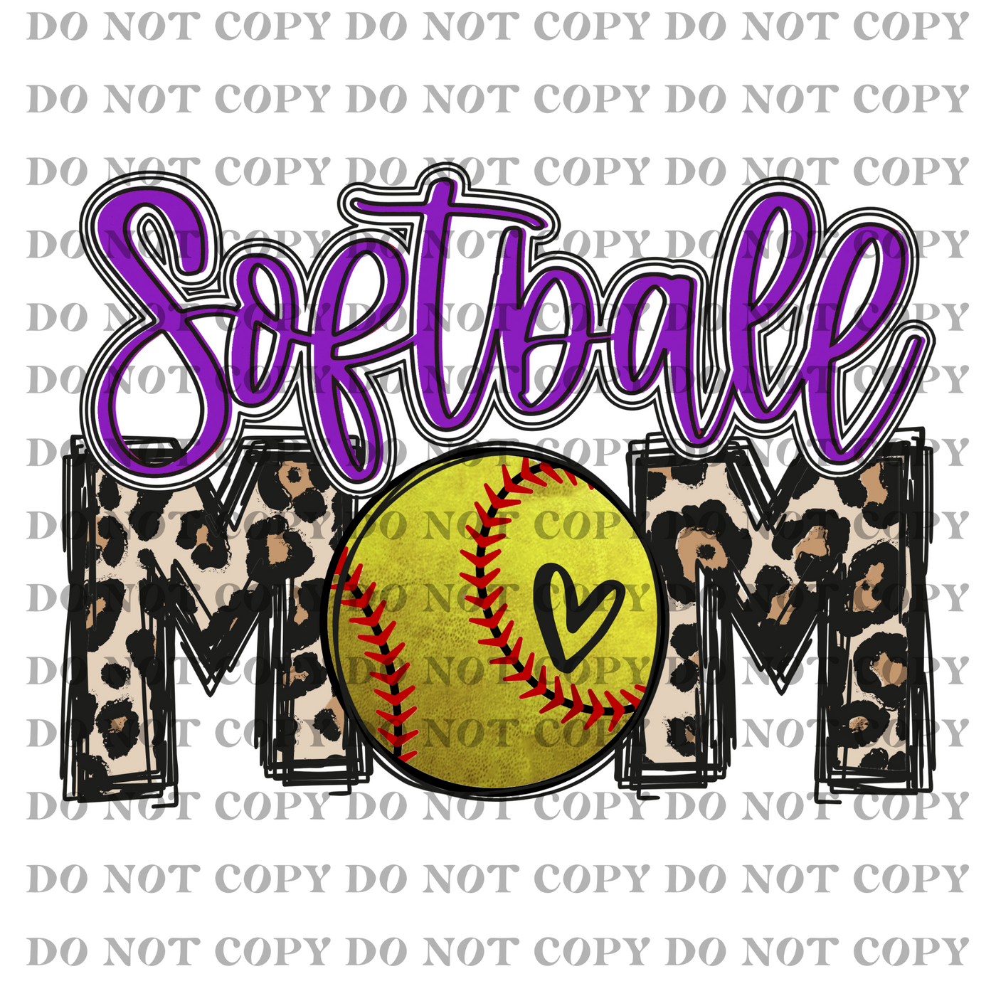 DTF Transfer - Softball Mom (purple font)