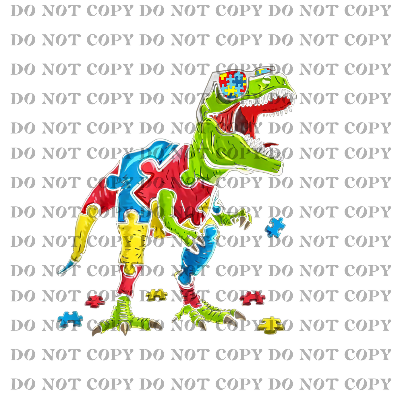 DTF Transfer - Autism Awareness Dinosaur