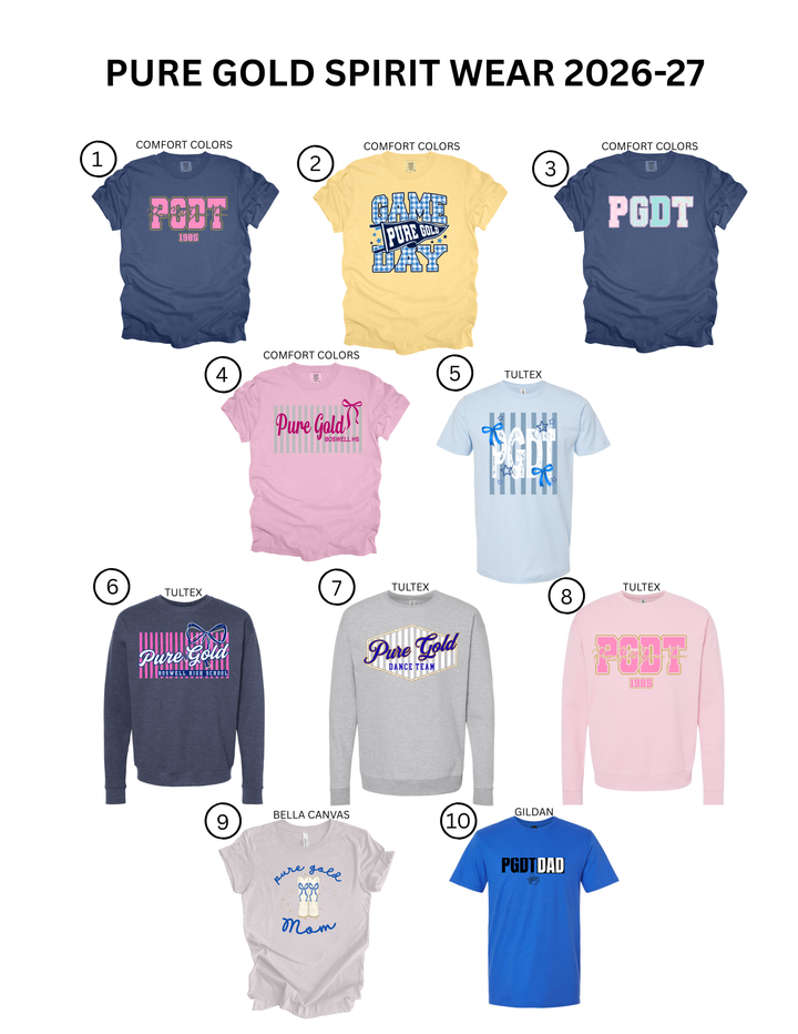 PURE GOLD DANCE TEAM - SIZING CHARTS
