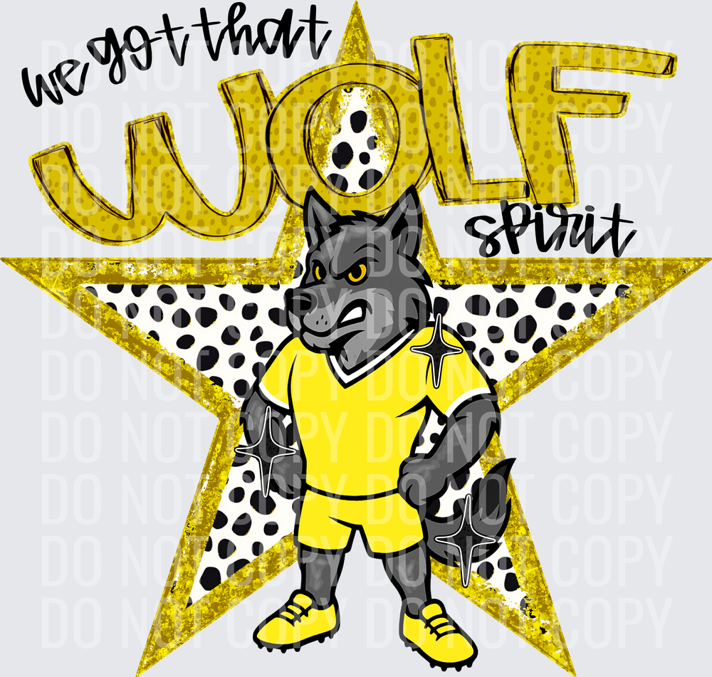 KayndiDesigns 09.26 We Got That Spirit Wolf Yellow