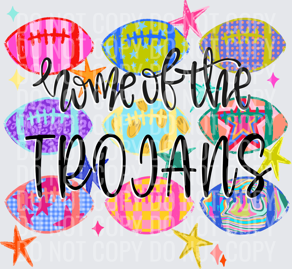 TROJANS Neon Football Collage