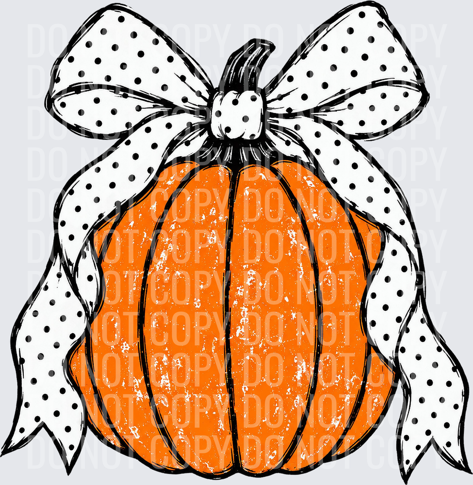 Vintage-Pumpkin-With-Large-Polka-Dot-Bow-Illustration-3600px