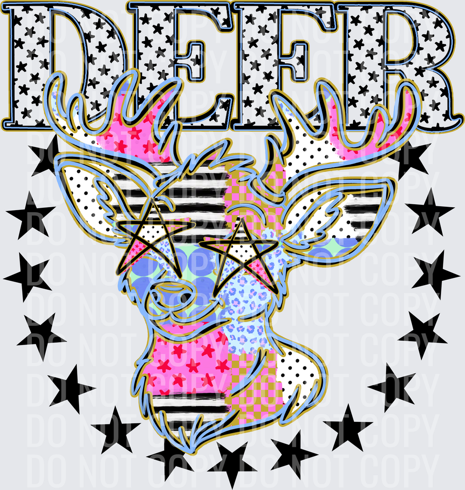 KayndiDesigns 09.26 Patchwork Varisty Stars Deer
