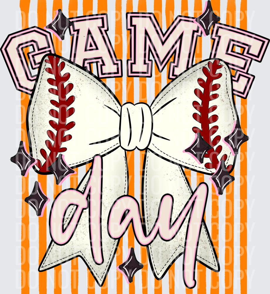 KayndiDesigns 05.26 Game Day Baseball Bow Orange