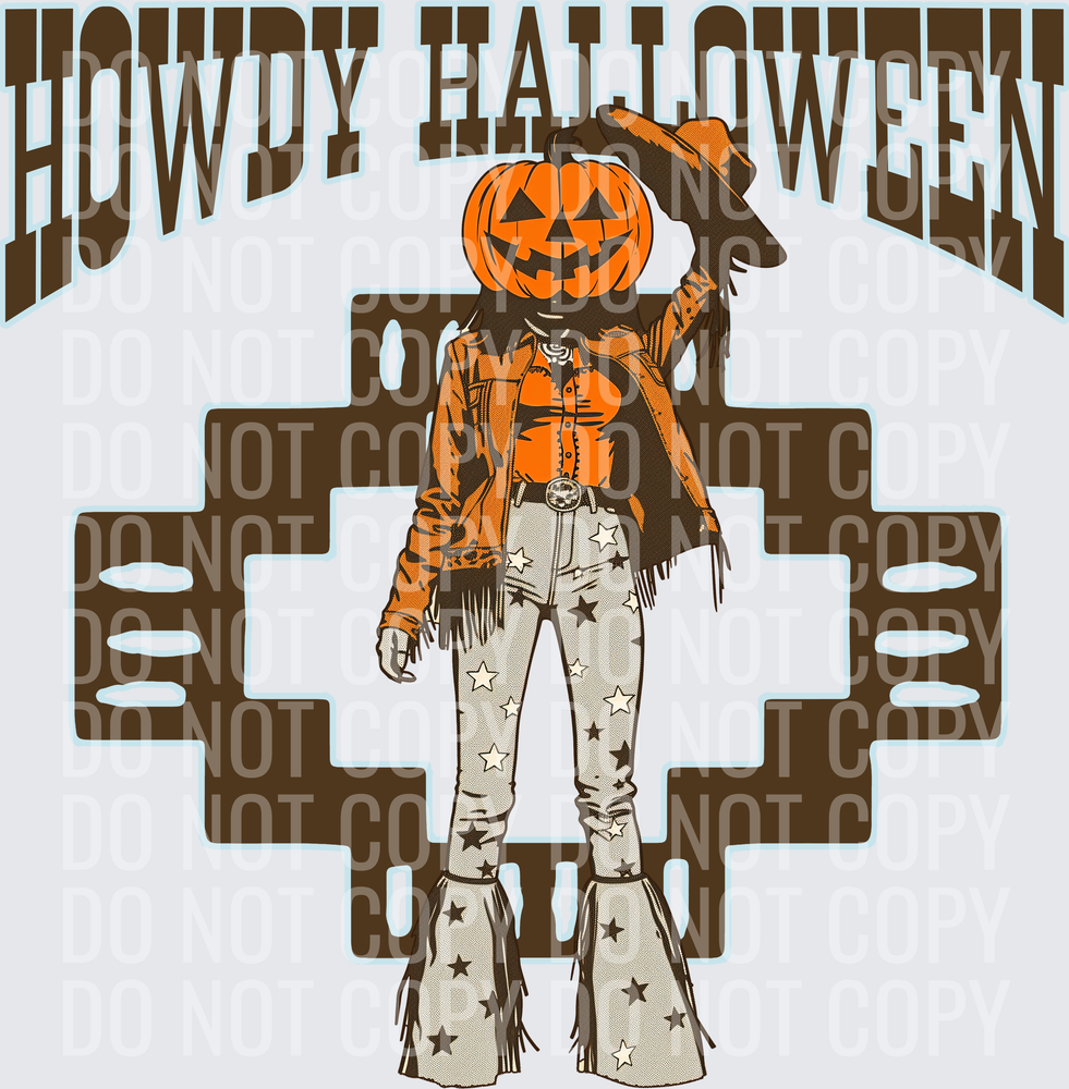 KayndiDesigns 06.26 Howdy Halloween Jack O Lantern Pumpkin Head Cowgirl