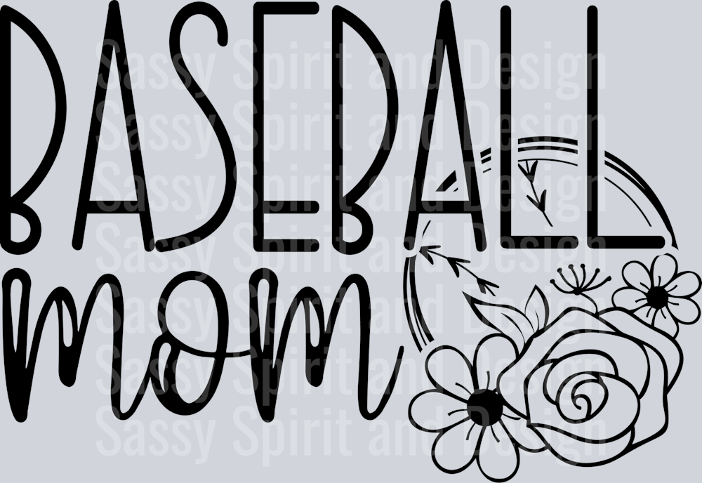 Baseball Mom Ball with Flower PNG