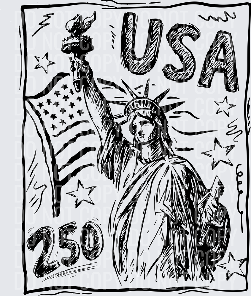 250 usa statue of liberty black