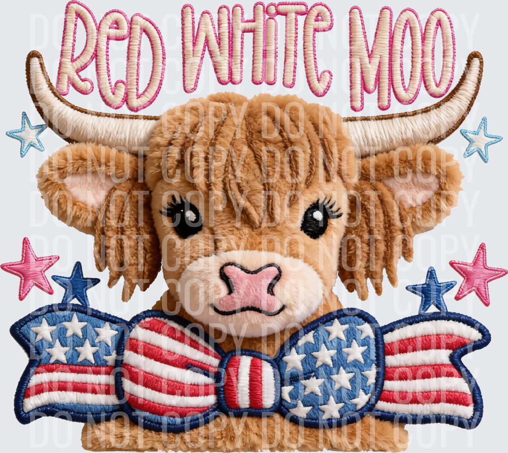 Red white moo faux