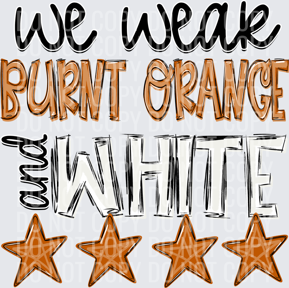 burnt orange and white
