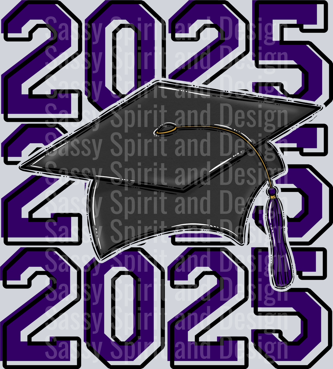 2025 Grad Cap Stacked Purple