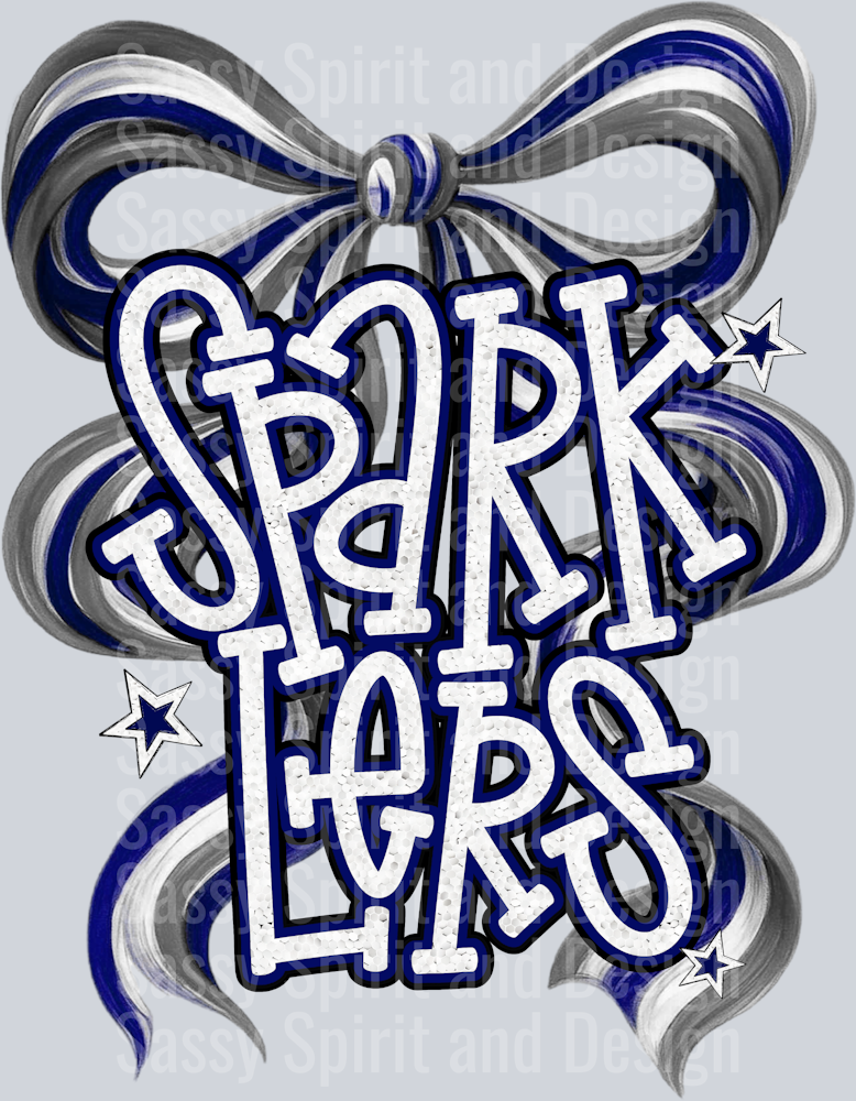 SPARKLERS NAVY WHITE BOW GLITTER