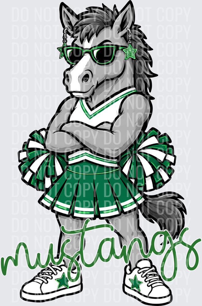 Mustangs Cheer Green White