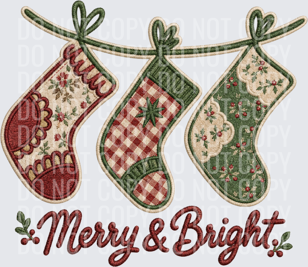 merry and bright patchwork red green
