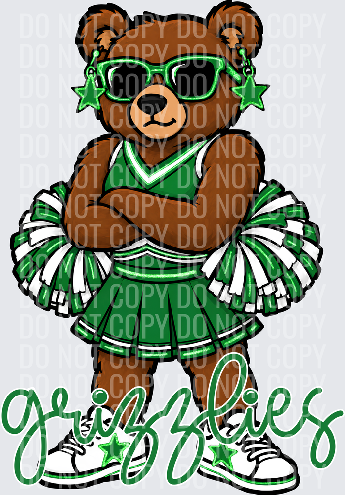 Grizzlies Cheer Green White