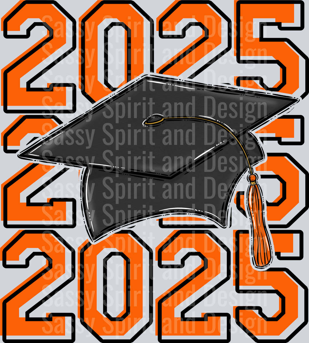 2025 Grad Cap Stacked Orange