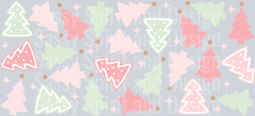 Pastel Christmas Trees Cookies PNG