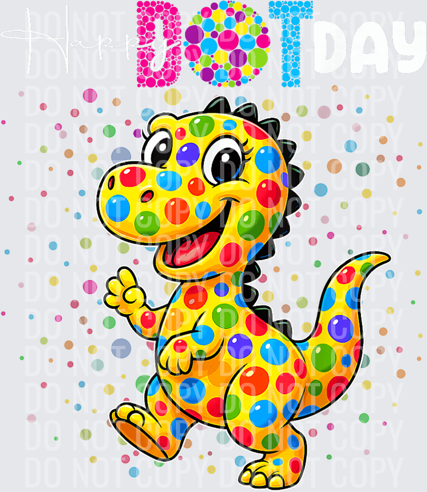 Happy-Dot-Day-T-Rex-Dinosaur-Polka-Dot-Art-Student-Boys-Kids-T-Shirt
