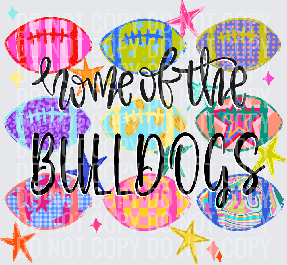 BULLDOGS Neon Football Collage