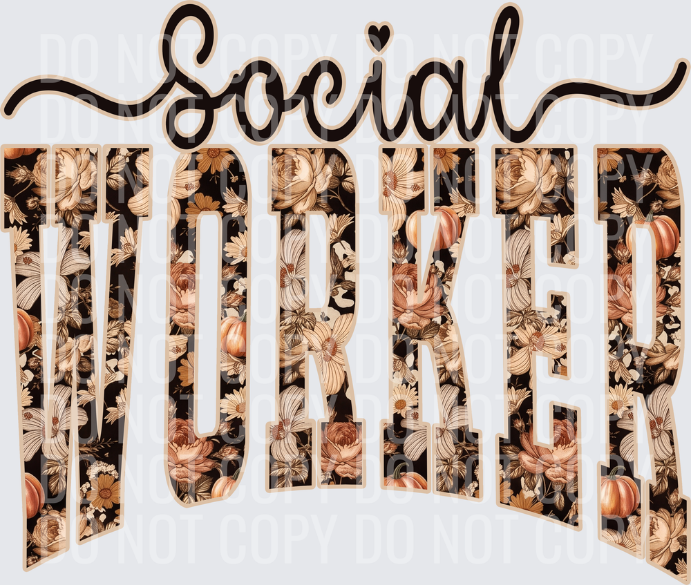 Fall Floral Pumpkin Social Worker