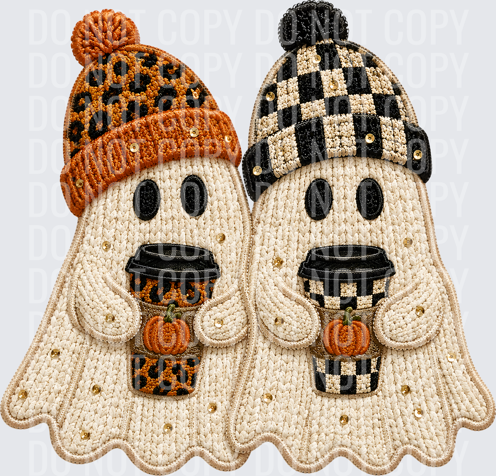 FALL GHOST FAUX EMBROIDERY
