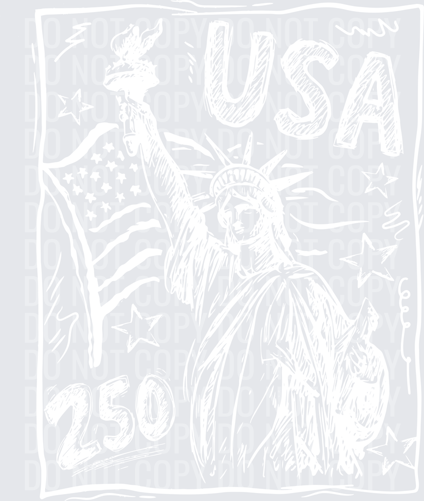 250 usa statue of liberty white