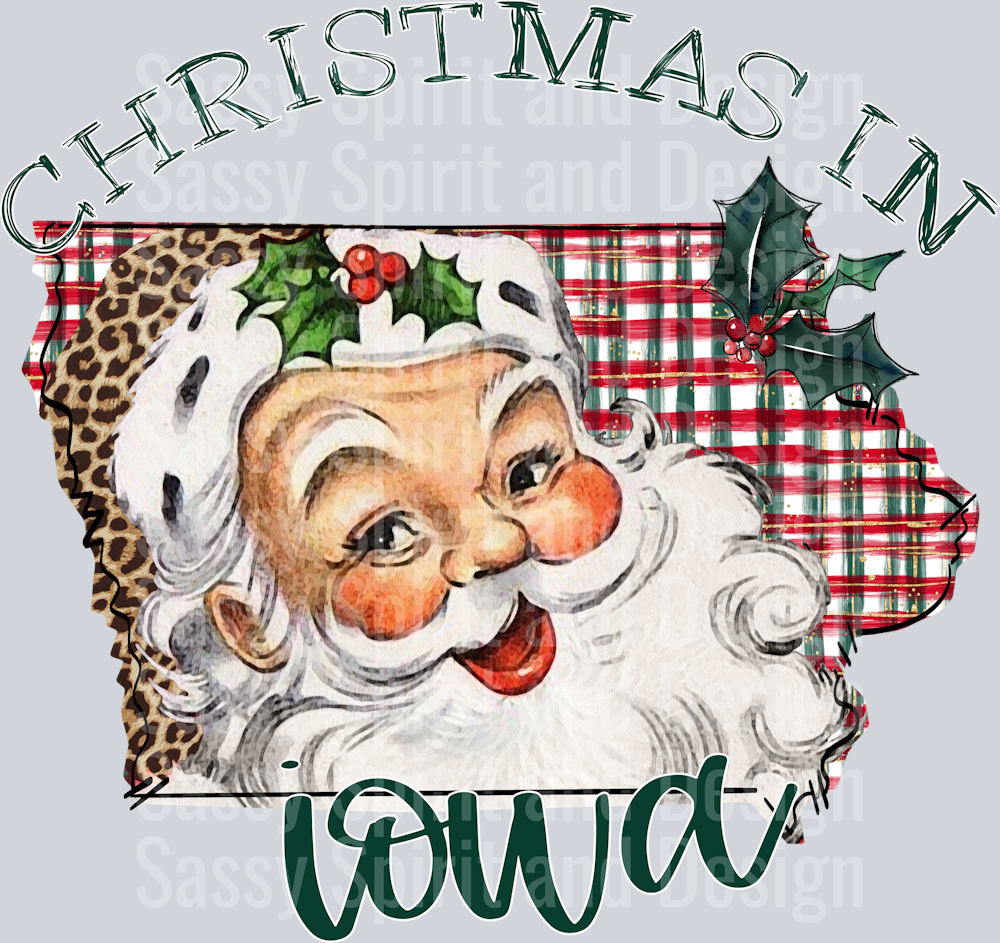 Christmas in State Santa State Set IOWA