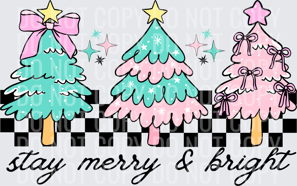 Stay merry and bright preppy Xmas trees hwds