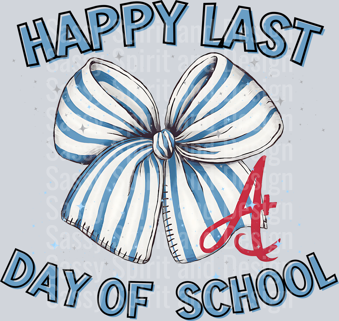 Happy Last Day Of School Blue Stripped A+ Bow