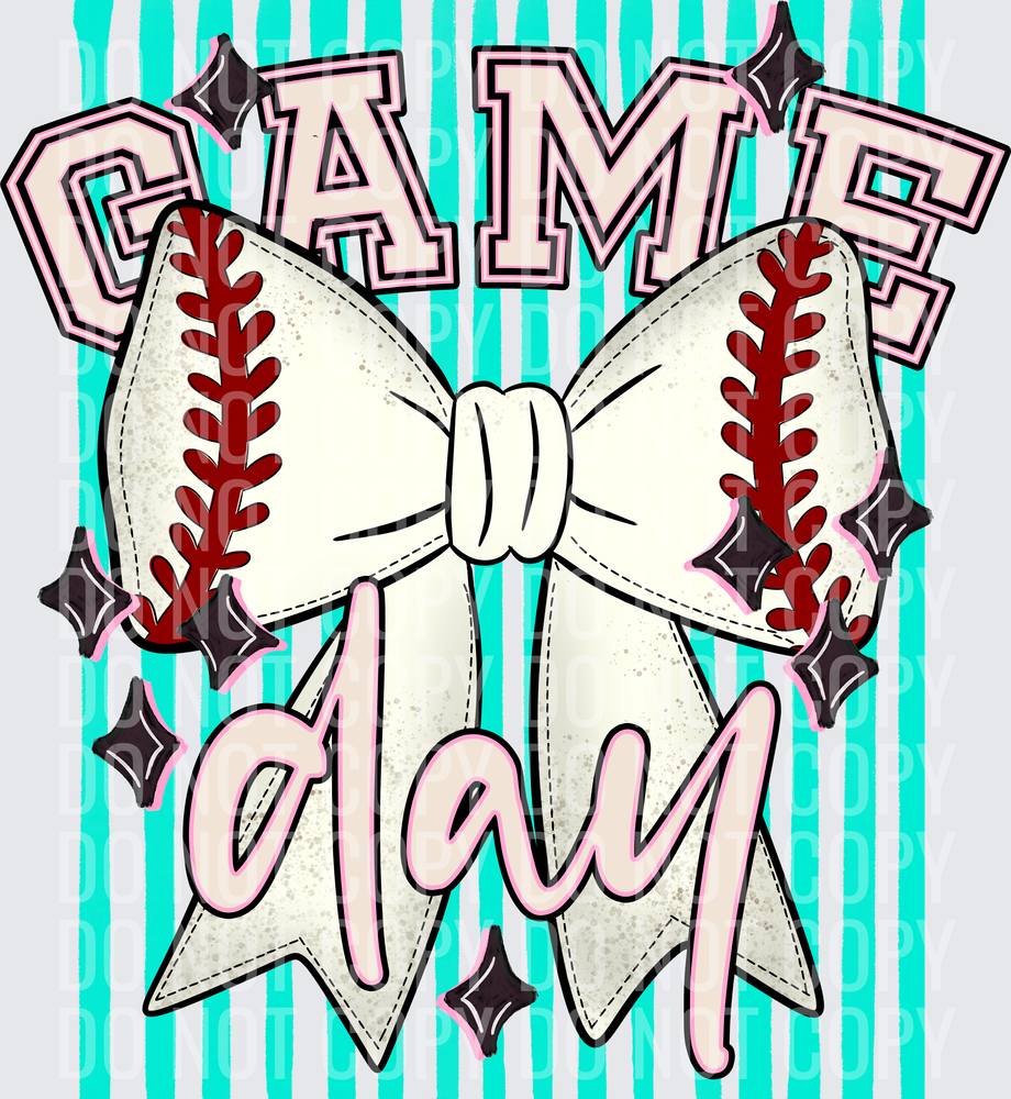 KayndiDesigns 05.26 Game Day Baseball Bow Teal