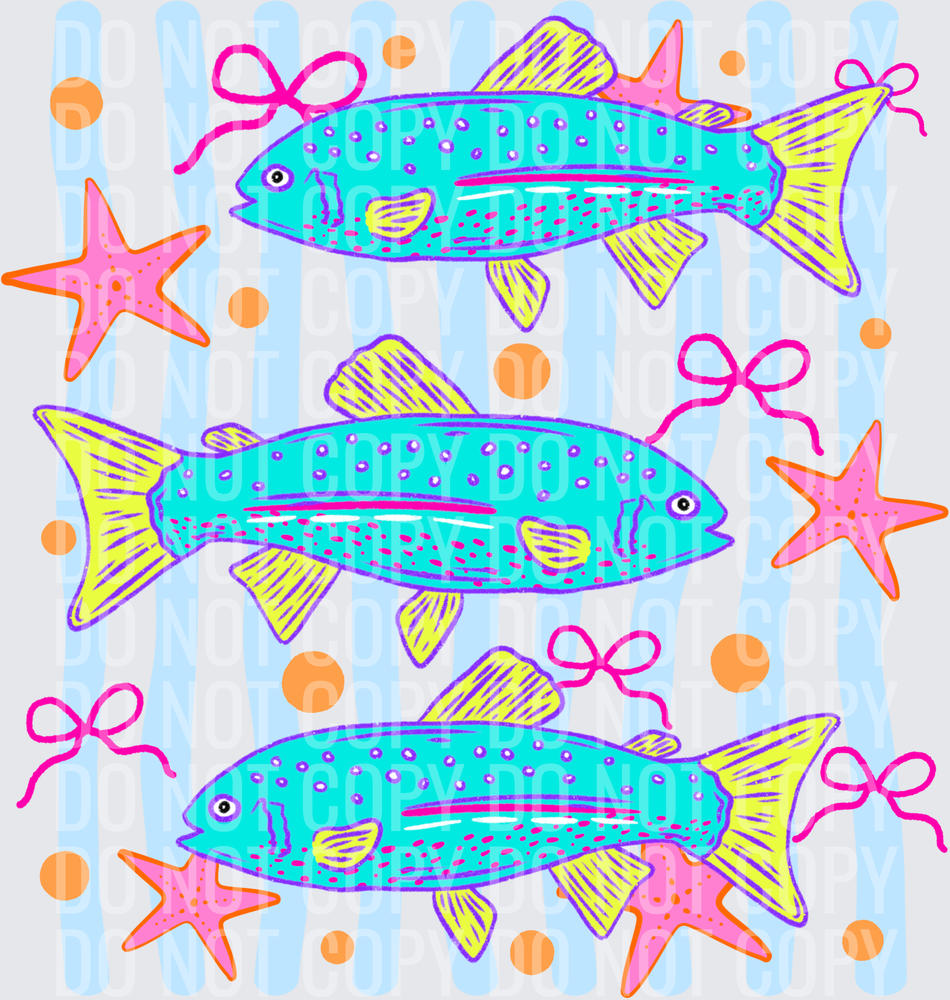 3 blue fish blue stripes