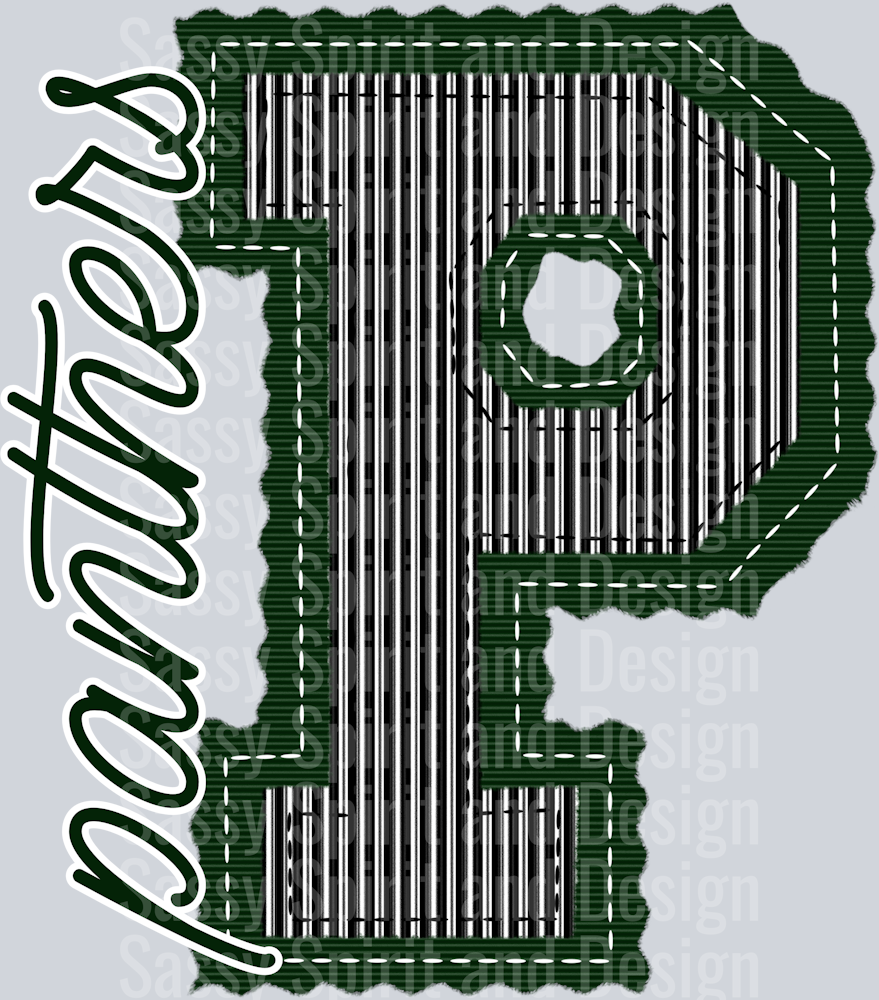 P PANTHERS DARK GREEN BLACK SEERSUCKER