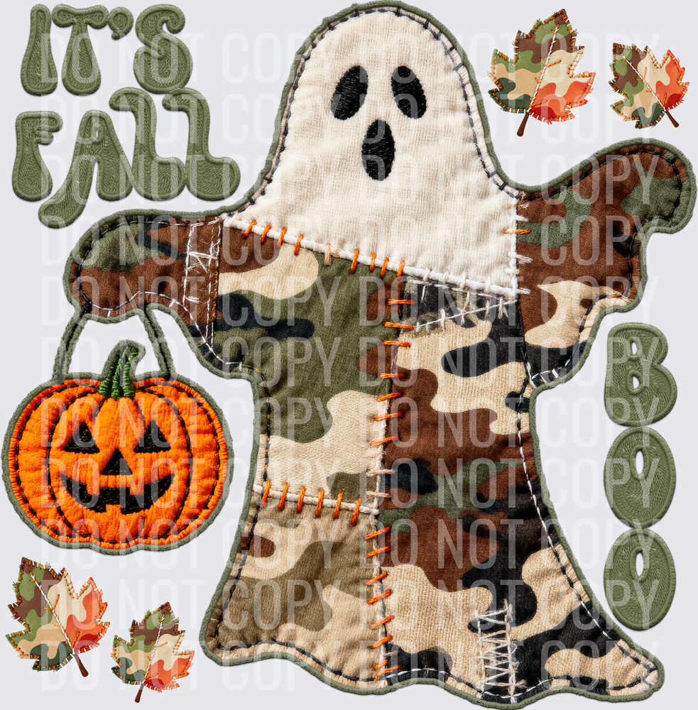 its fall boo camo faux emb ghost hwds