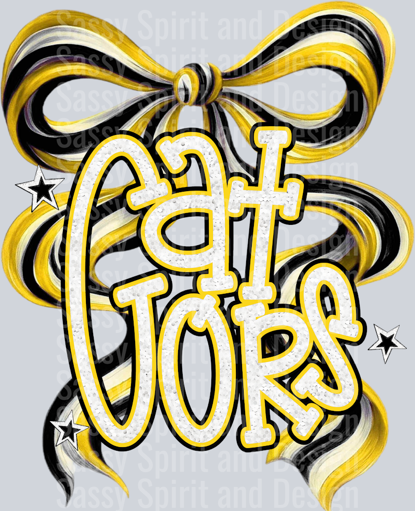 GATORS YELLOW BLACK BOW GLITTER