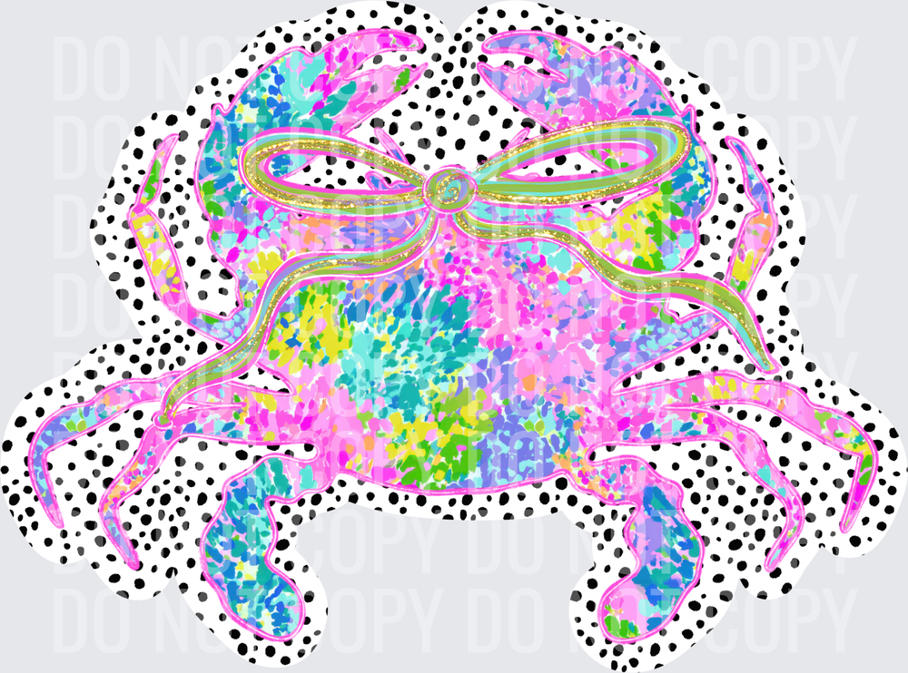 Preppy_Crab_With_Bow_Dalmatian_Dots